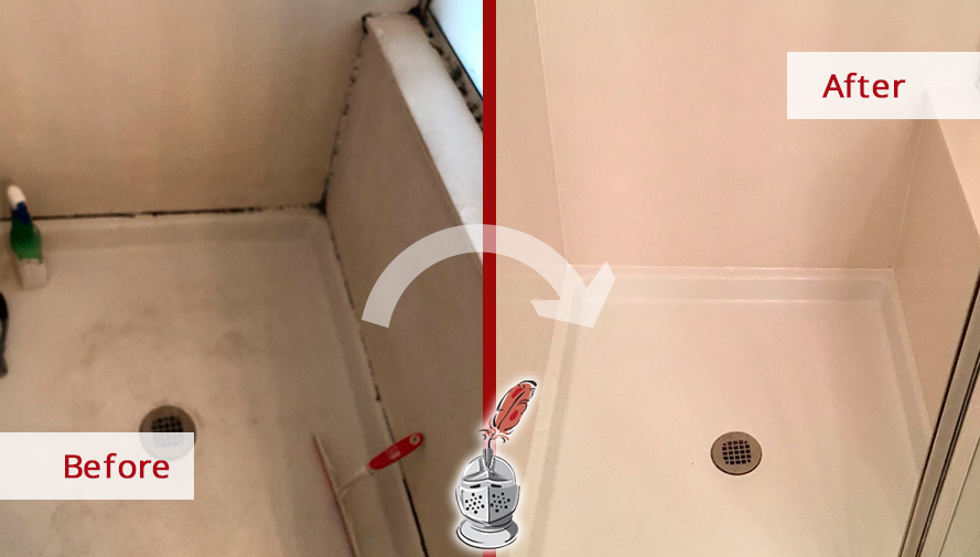 Before and after of This Shower Now Free of Dirt Thabks to a Professional Caulking Job Performed in Houston, Texas