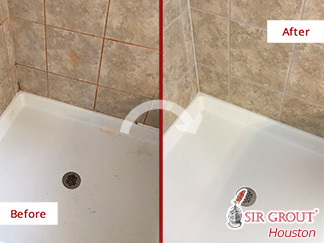 Before and after Picture of These Surfaces Restored Thanks to a Grout Cleaning Job Done in Houston 