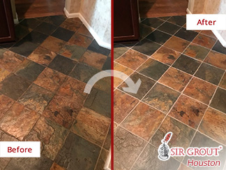  Before and after Picture of a Grout Sealing Service in Houston, TX