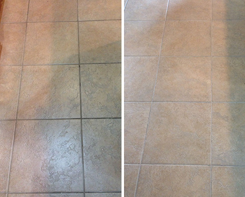 Before and After Tile Cleaning of Bathroom Floor in Richmond