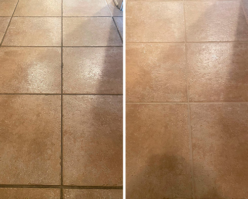 Floor Before and After a Grout Cleaning in Sugar Land, TX