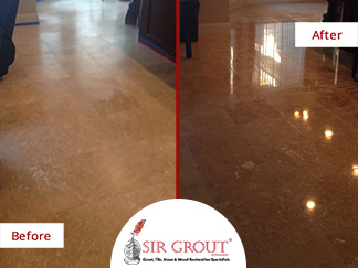 Before and After Picture of a Stone Polishing Service in Kingwood, Texas