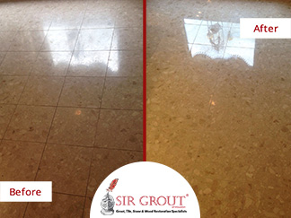 Before and After Picture or a Stone Polishing Service in Houston, TX