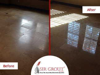 Before and After Picture of a Stone Polishing Service in Sugar Land, Texas