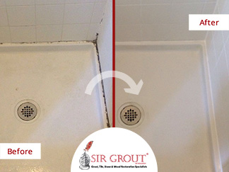 Before and After Picture of a Caulking Service in Houston, TX