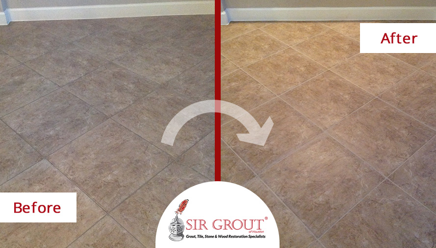 Before and After Picture of a Stone Sealing Service in Houston, Texas