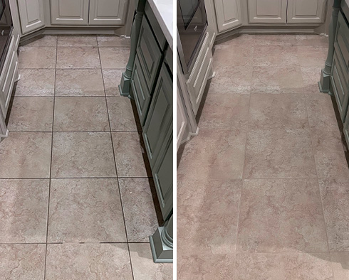 Floor Before and After a Grout Sealing in Spring, TX