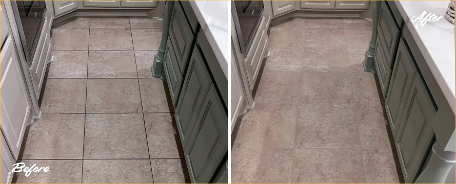 Floor Before and After a Remarkable Grout Sealing in Spring, TX