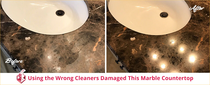 Incorrect Cleaners Dulled This Marble Countertop But Now It Shines Again