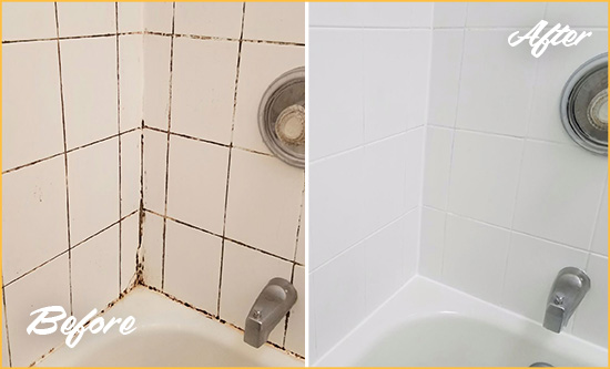 Before and After Picture of a Hockley Tub Caulked to Remove and Avoid Mold