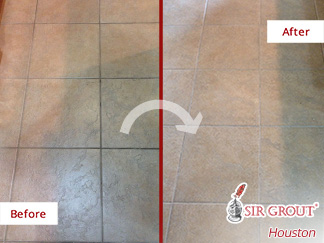 Image of a Floor After a Professional Grout Cleaning in Houston, TX