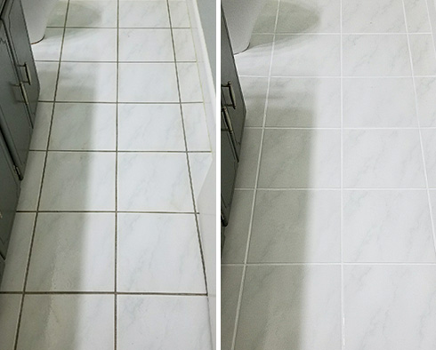 Before and After Our Bathroom Grout Sealing Service in Kingwood, TX