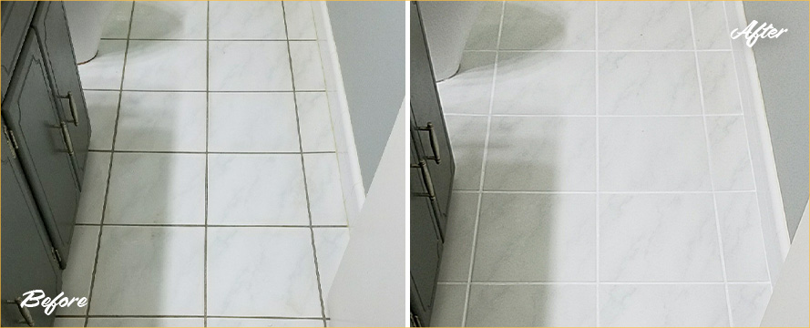 Before and After Our Bathroom Grout Sealing Service in Kingwood, TX