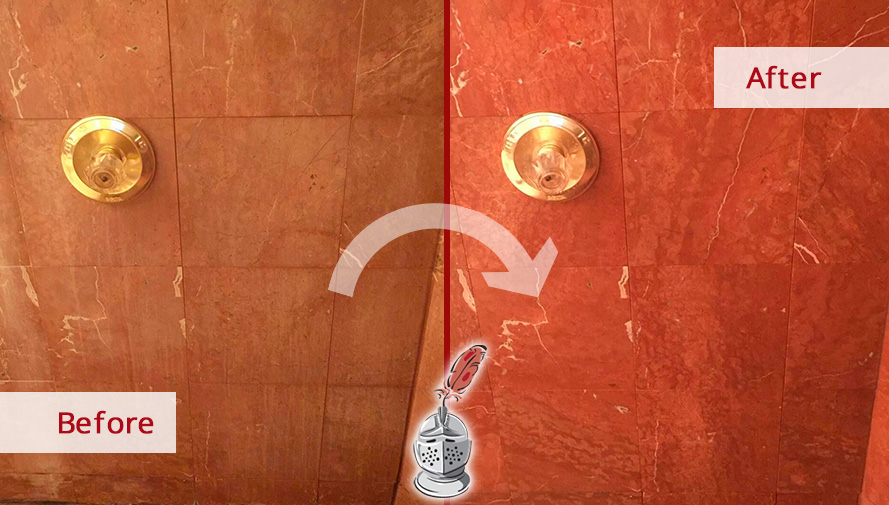 Shower Before and After a Professional Stone Cleaning in Houston, TX