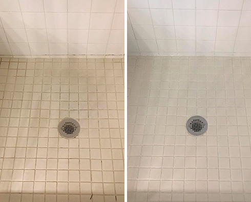 Shower Before and After Our Hard Surface Restoration Services in Richmond, TX