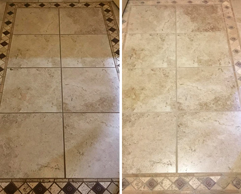 Floor Before and After Our Grout Cleaning in Houston, TX