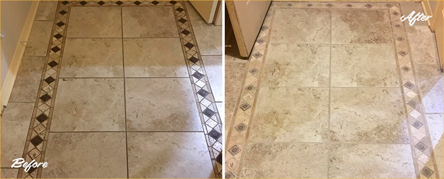 Floor Before and After Our Grout Cleaning in Houston, TX