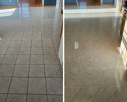 Ceramic Floor Before and After Our Grout Cleaning in Richmond, TX