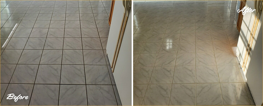 Ceramic Floor Before and After Our Grout Cleaning in Richmond, TX