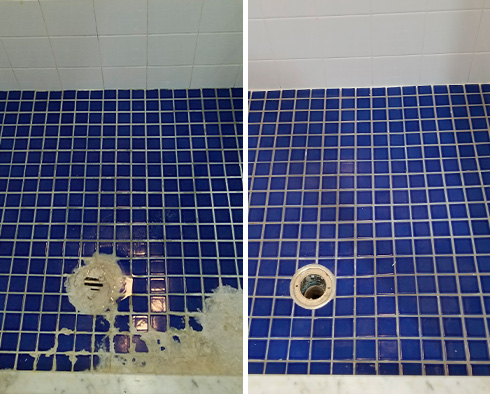 Shower Before and After a Tile Cleaning in Spring, TX