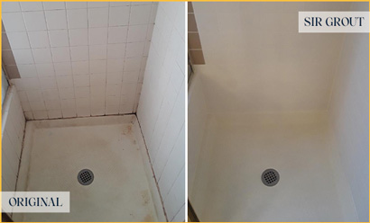 Shower Stall Before and After a Tile Cleaning in Spring