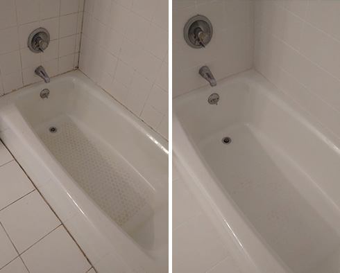 Tile Shower Before and After a Grout Cleaning in Houston