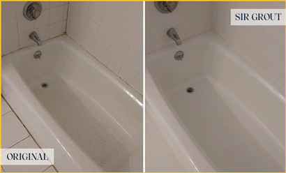 Tile Shower Before and After a Grout Cleaning in Houston