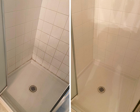 Shower Before and After a Tile Cleaning in Houston, TX