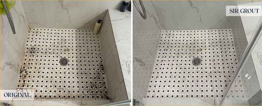 Shower Before and After a Flawless Tile Cleaning in Houston, TX