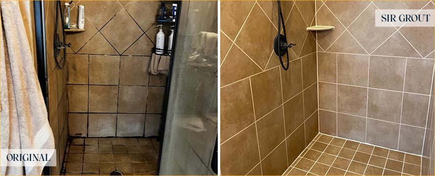 Shower Before and After an Excellent Tile Cleaning in Houston, TX 