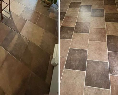 Floor Before and After a Grout Sealing in Houston, TX 