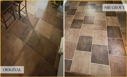 Floor Before and After a Flawless Grout Sealing in Houston, TX 