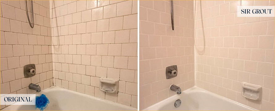 Shower Before and After a Flawless Grout Cleaning in Humble, TX