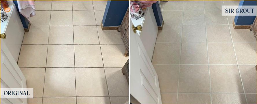 Floor Before and After a Flawless Grout Cleaning in Pearland, TX