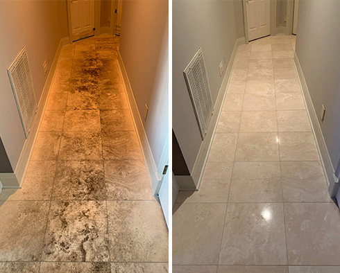 Floor Before and After a Tile Cleaning in Houston, TX