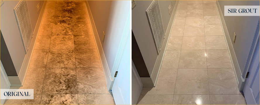 Floor Before and After an Excellent Tile Cleaning in Houston, TX