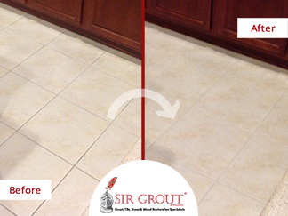 Before And After Pictures of a Complete Grout Sealing in Texas
