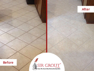 Before and After Picture of a Grout Cleaning in Spring, Texas