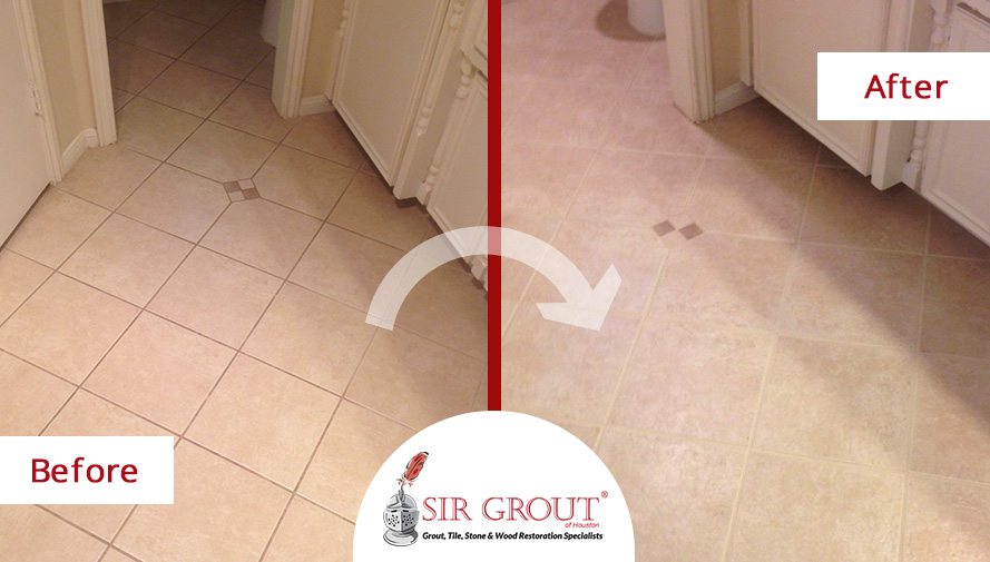 A Grout Cleaning and Sealing Improved the Look of This Home in Spring, Texas Before and After Picture of a Grout Cleaning and Sealing in Spring, Texas