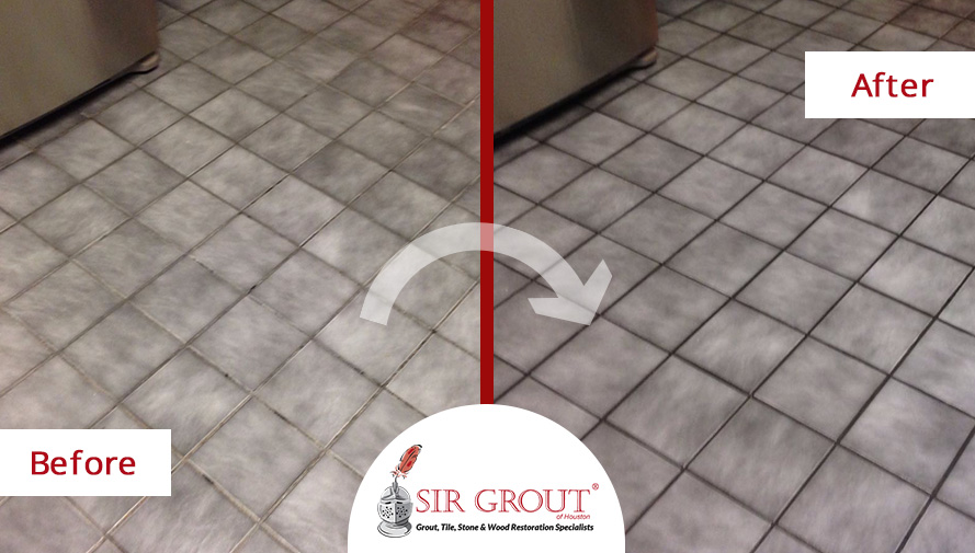 A Grout Recoloring in Houston, TX Revived the Deep Colors of This Tile Floor Before and After Picture of a Grout Recoloring Service in Houston, TX