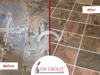 Before and After Picture of a Stone Cleaning Service in Houston, Texas