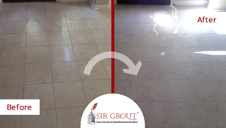 See How a Grout Sealing Job in Houston, Improved the Look of This Home's Floors Before and After Picture of a Grout Sealing in Houston, TX