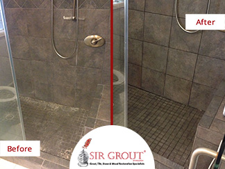 Before and After Picture of a Grout Cleaning in Magnolia, TX