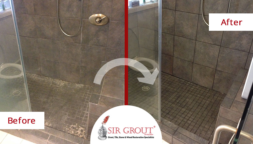 Before and After of a Grout Cleaning Service in Magnolia, Texas