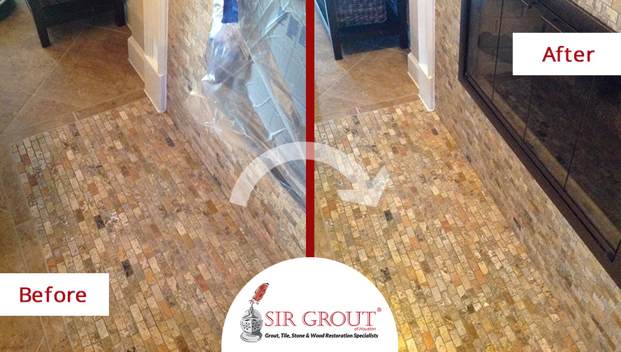 Before and After Picture of a Stone Sealing Job in Houston, Texas