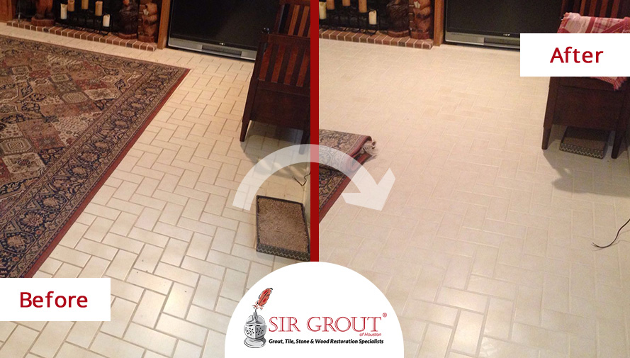 Before and After Picture of a Grout Cleaning Service in Houston, TX