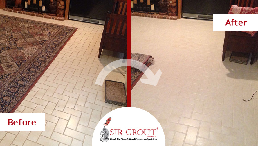 Our Grout Cleaning Experts in Houston, Texas, Gave This Home's Floor a Stunning New Appearance Before and After Picture of a Grout Cleaning Service in Houston, TX