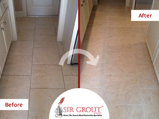 Before and After Picture of a Grout Cleaning Service in Houston, TX