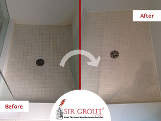 Before and After Picture of a Grout Cleaning Service in Houston, TX