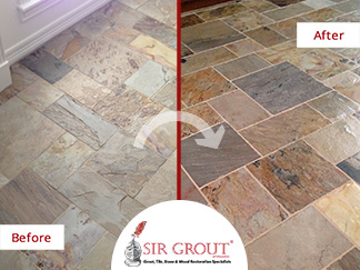 Before and After Picture of a Stone Sealing Service in Spring, TX